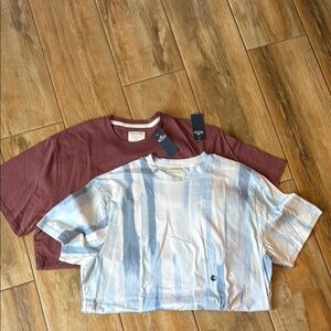 Hollister Short Sleeve Tees - Burgundy and Blue
